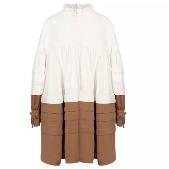 Mimisol Camel/Ivory 2 Tone Dress - Picture 2 of 8